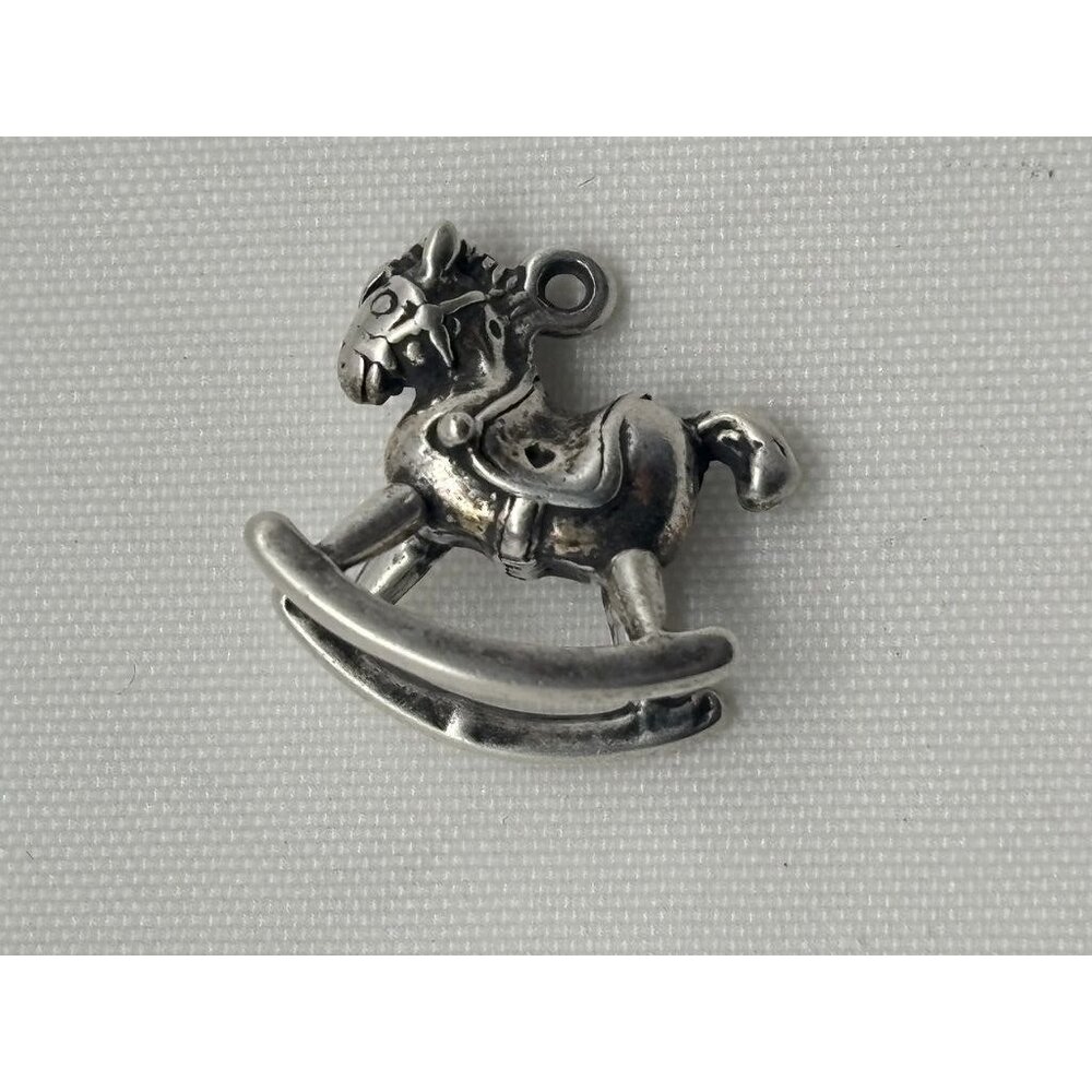 Lot of 3 Small Sterling Silver Charms Rocking Horse, College Charm, Nugget Charm - Picture 6 of 9